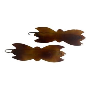 Vintage 1980’s Tortoiseshell Color French Barrettes, Deadstock, One Pair